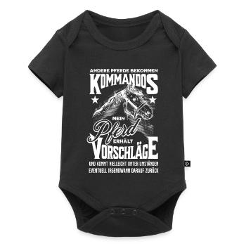 Pferdesprüche Reitersprüche Reitsport Pferd Pferde - Baby Premium Kurzarmbody - Schwarz - Vorne