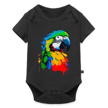 Oil painting of a colorful parrot - Baby Premium short-sleeve bodysuit - black - Front