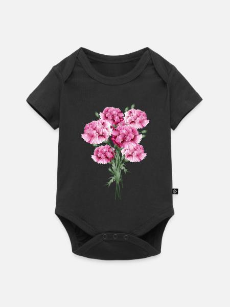faszinierender rosafarbene Blumenstrauß aus Nelken - Baby Premium Kurzarmbody - Schwarz