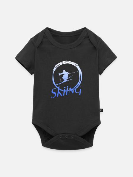 Skiing - Baby Premium Kurzarmbody - Schwarz