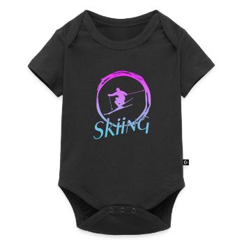 SKIING - Baby Premium Kurzarmbody - Schwarz - Vorne