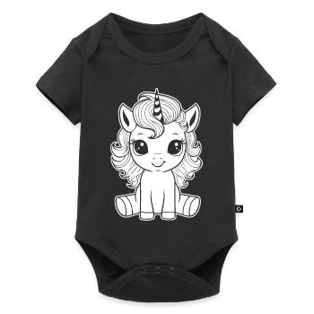 Unicorn Sitting Mythical Creature Girl Child Baby - Baby Premium short-sleeve bodysuit - black - Front