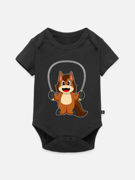 Pferd Seilspringen Springseil Fitness - Baby Premium Kurzarmbody - Schwarz