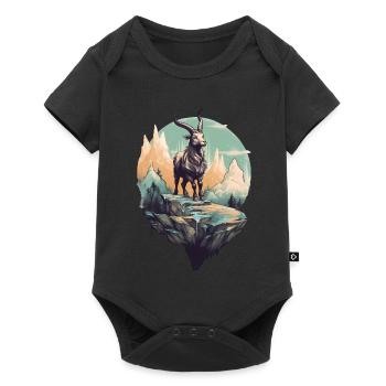 Mythical mountain goat on Flyerfelsen - Baby Premium short-sleeve bodysuit - black - Front