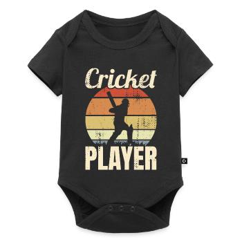 Joueur de cricket vintage - Body à manches courtes Premium Bébé - noir - Devant