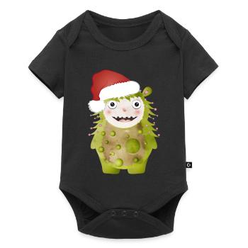 Cheerful green monster celebrating Christmas - Baby Premium short-sleeve bodysuit - black - Front