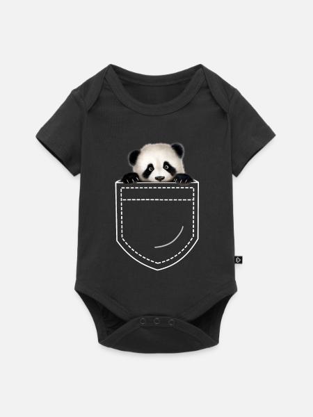 Panda Pandabär - Baby Premium Kurzarmbody - Schwarz