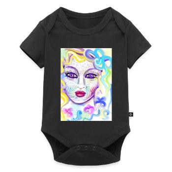 Farbenfrohe Fantasieporträtdesign - Baby Premium Kurzarmbody - Schwarz - Vorne