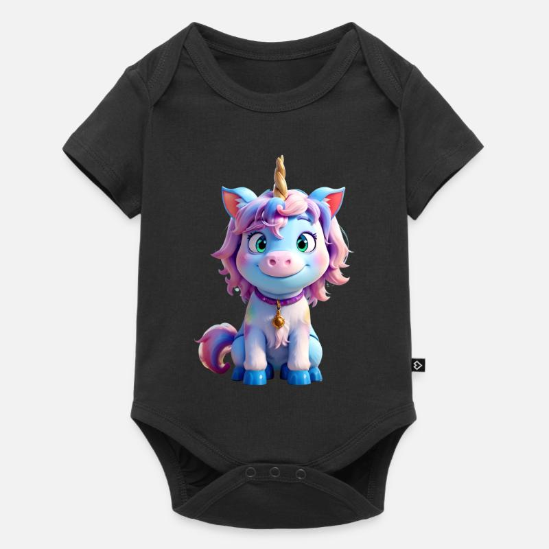 Licorne 3D colorée - Body à manches courtes Premium Bébé - noir