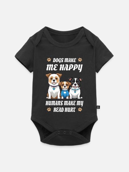 Hunde machen mich Glücklich... - Baby Premium Kurzarmbody - Schwarz