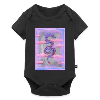 Mythischer Drachen in Wolkenlandschaft - Baby Premium Kurzarmbody - Schwarz - Vorne