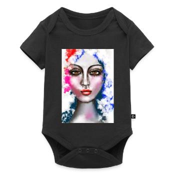 Ausdrucksstarke Wasserfarben-Porträtkunst - Baby Premium Kurzarmbody - Schwarz - Vorne
