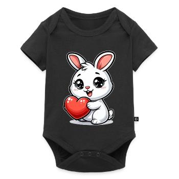 Valentinstag Geschenk Häschen - Liebe & Romantik - Baby Premium Kurzarmbody - Schwarz - Vorne
