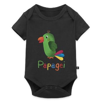 Papagei – Buntes Tiermotiv 🦜🌈 - Baby Premium Kurzarmbody - Schwarz - Vorne