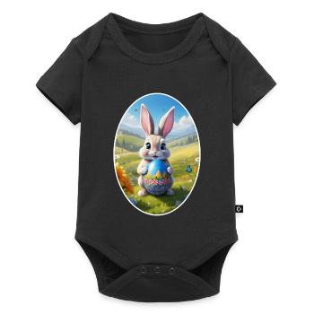 Lapin de Pâques avec oeuf, ovale - Body à manches courtes Premium Bébé - noir - Devant