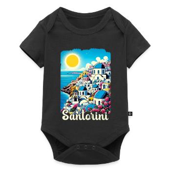 Santorin, Grèce, océan, volcan Akrotiri - Body à manches courtes Premium Bébé - noir - Devant