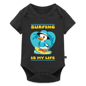Cute Surfer Duck - Baby Premium short-sleeve bodysuit - black - Front