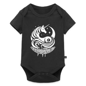 Regenbogenfarbenes Einhorn - Baby Premium Kurzarmbody - Schwarz - Vorne