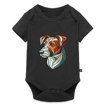 Geometrischer Jack Russel Hundekopf, Polygon Kunst - Baby Premium Kurzarmbody - Schwarz - Vorne