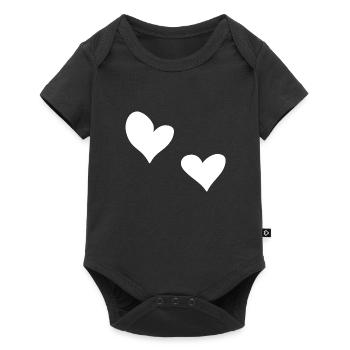 two hearts heart symbol love - Baby Premium short-sleeve bodysuit - black - Front