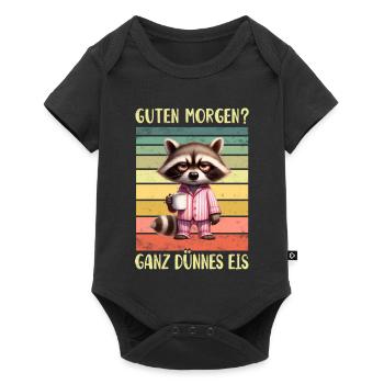 Waschbär Morgenmuffel - Baby Premium Kurzarmbody - Schwarz - Vorne