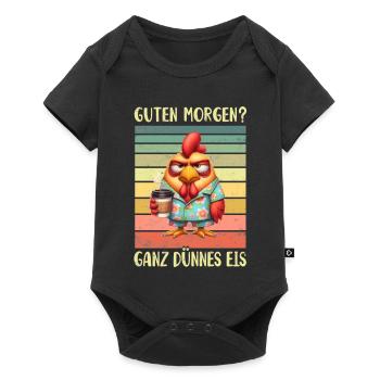 Huhn Hühner Morgenmuffel - Baby Premium Kurzarmbody - Schwarz - Vorne