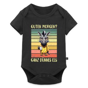 Zebra Morgenmuffel - Baby Premium Kurzarmbody - Schwarz - Vorne