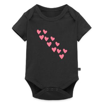 muster herzen rosa herz symbol liebe - Baby Premium Kurzarmbody - Schwarz - Vorne