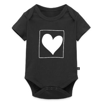 Heart Square Love Shape - Baby Premium short-sleeve bodysuit - black - Front