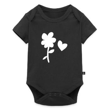 fleur symbole nature plante coeur amour - Body à manches courtes Premium Bébé - noir - Devant
