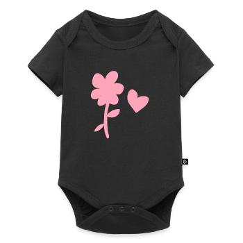 symbole fleur nature plante coeur - Body à manches courtes Premium Bébé - noir - Devant