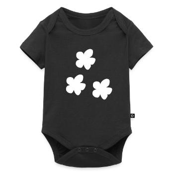 three flowers flower symbol plant nature - Baby Premium short-sleeve bodysuit - black - Front