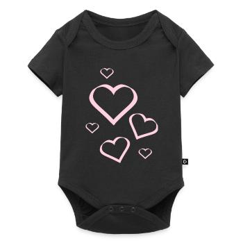 pink heart heart pink red heart pink heart pattern - Baby Premium short-sleeve bodysuit - black - Front