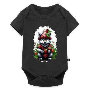 Loup Fraise 2 - Body à manches courtes Premium Bébé - noir - Devant