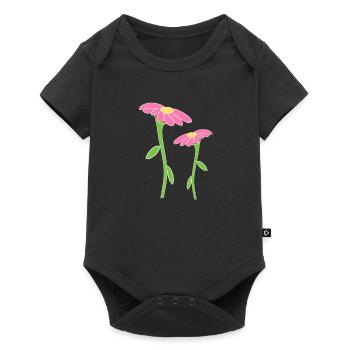 Flower Symbol Blossom Plant Two Flowers - Baby Premium short-sleeve bodysuit - black - Front