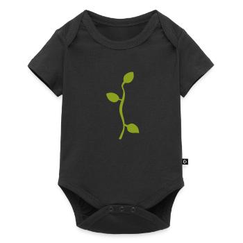 Feuille Feuilles Ligne Nature Vert Branche - Body à manches courtes Premium Bébé - noir - Devant