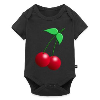 Cerises jumelles avec feuilles - Body à manches courtes Premium Bébé - noir - Devant