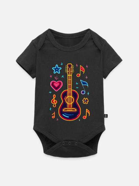 Retro Ukulele Retrowave - Baby Premium Kurzarmbody - Schwarz