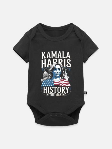 Kamala Harris wird Geschichte schreiben - Baby Premium Kurzarmbody - Schwarz
