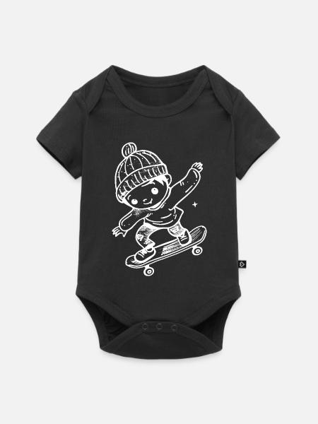 Skateboard Kind Comic - Baby Premium Kurzarmbody - Schwarz