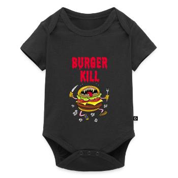 Wenn der Burger hungrig ist - Baby Premium Kurzarmbody - Schwarz - Vorne