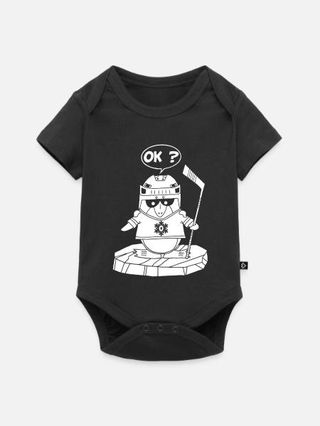 Weißer Sportpinguin - Baby Premium Kurzarmbody - Schwarz