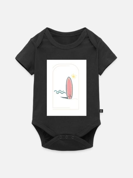 Surfbrett Sonnenaufgang Design - Baby Premium Kurzarmbody - Schwarz