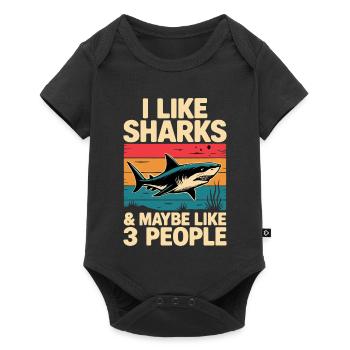 Shark I Like Shirts Vintage Design - Baby Premium short-sleeve bodysuit - black - Front