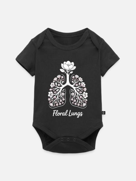 Blumige Lungen - Baby Premium Kurzarmbody - Schwarz