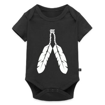Indigenous feather pendant design - Baby Premium short-sleeve bodysuit - black - Front