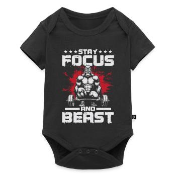 Gorille de motivation avec poteau et texte - Body à manches courtes Premium Bébé - noir - Devant