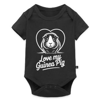 Liebe Meerschweinchen Herz Motiv - Baby Premium Kurzarmbody - Schwarz - Vorne