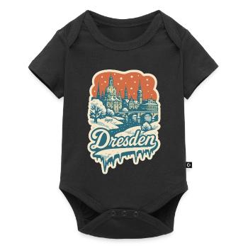 Dresde dans la magie de l’hiver enneigé - Body à manches courtes Premium Bébé - noir - Devant