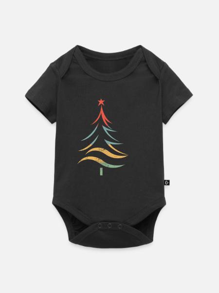 Bunter Weihnachtsbaum Pinselstriche - Baby Premium Kurzarmbody - Schwarz